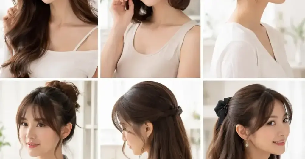 Korean hair looks, Korean hair styling, everyday Korean hairstyles, elegant Korean hair looks